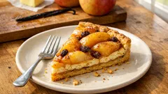 Tarte aux pommes façon pâtissier : pommes poêlées au miel, vanille et amande