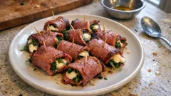 Roulés de magret de canard fumé, mozzarella et roquette : un apéritif prêt en quelques minutes