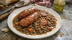 Lentilles à la saucisse de Toulouse en cocotte-minute : fondantes, relevées à la moutarde