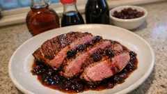 Magret de canard au sirop d’érable : marinade express, sauce brillante aux canneberges