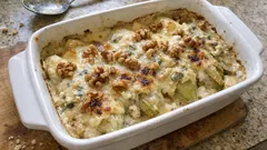 Gratin d’endives au bleu d’Auvergne : fondant, noix croquantes, en 15 min