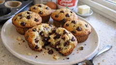 Muffins aux pépites de chocolat à la crème sûre : moelleux, même le lendemain