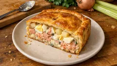 Pâté au saumon en croûte : une tourte moelleuse et dorée, facile à réussir